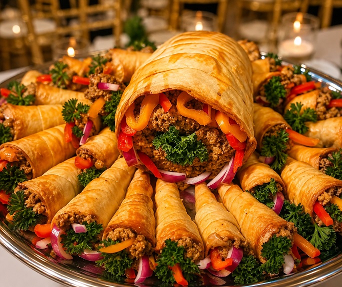 beef stuffed cone tray